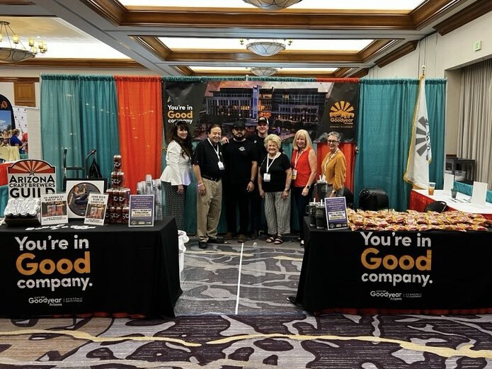 LauraKaino's tweet photo. @AzCities @GoodyearAZGov Showcase of Cities at #lact2023 featuring @SaddleMtBrewing beer and Snyderโs pretzels both made in Goodyear. @mayorofgoodyear #youreingoodcompany #goodingoodyear https://t.co/Z0oiGb0Tui