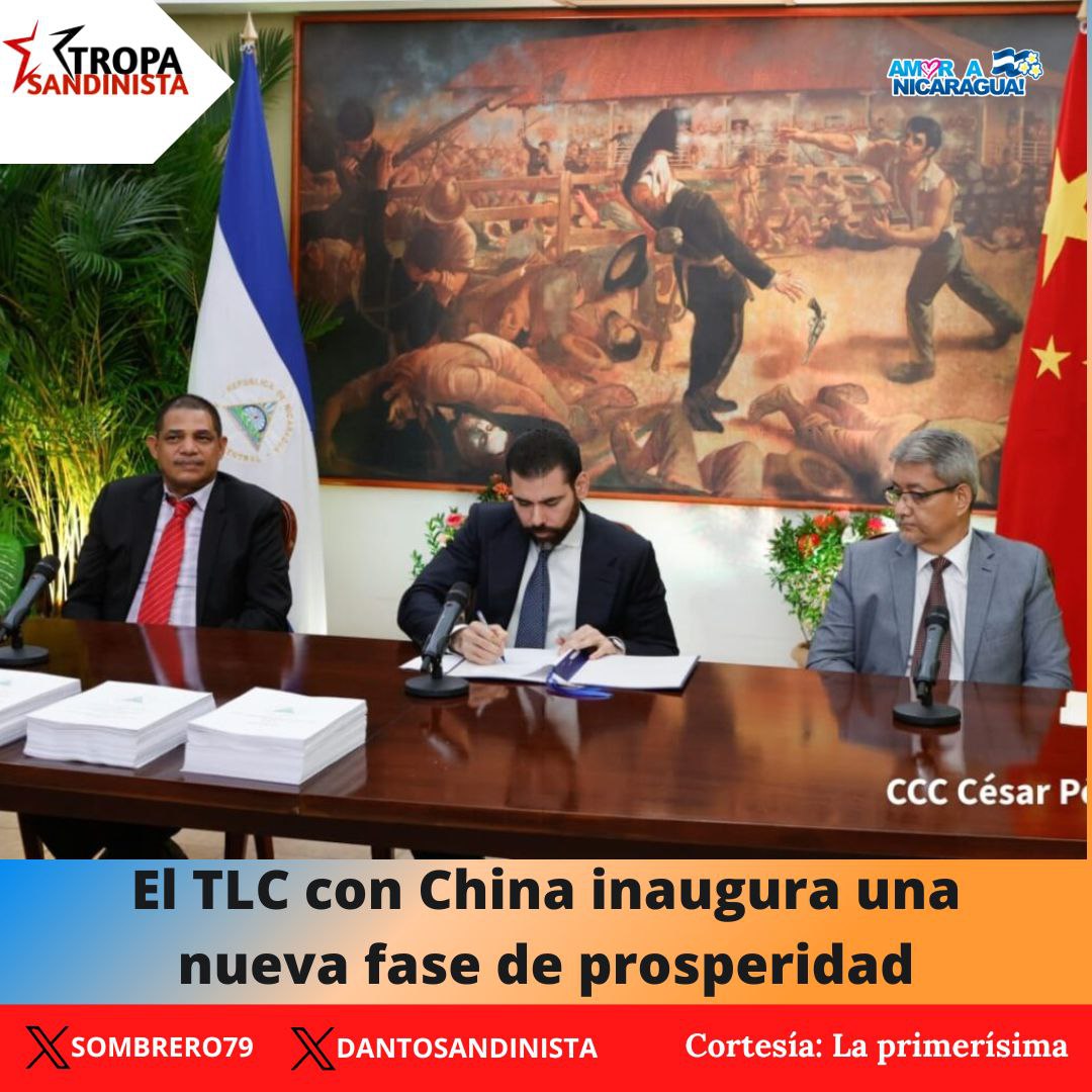 NICARAGUA 🇳🇮 

Una nueva etapa en la historia que  implicará muchos cambios en la economía y en la sociedad nicaragüense cuando entre en vigencia El TLC en Enero 2024.

#PatriaBenditayLibre 
#TropaSandinista