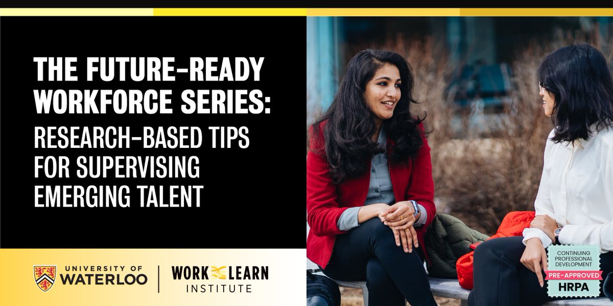 Research-based tips for supervising emerging talent. Join us on September 20 to learn more about effectively supervising the future workforce. Register here: bit.ly/3KVZfW7