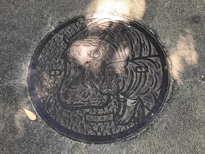 せっかくなので他のマンホールも撮った。カバ、シマウマ、ペリカン(?)の3種かな 