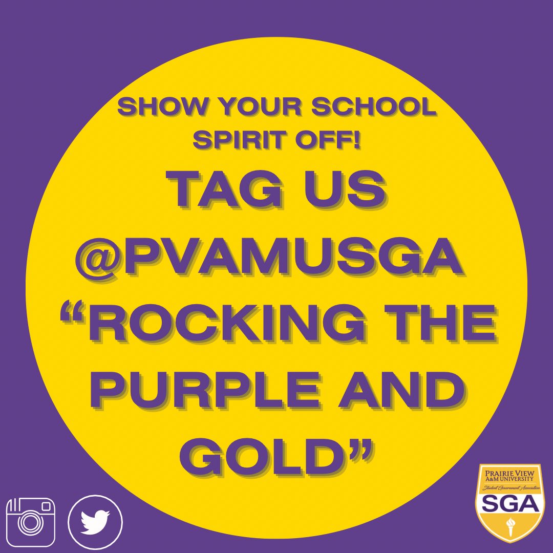 SGA WOULD LOVE TO SEE EVERYONE SHOW THEIR SCHOOL SPIRIT FOR TOMORROWS BIG GAME AGAINST TXSU! TAG US ON YOUR INSTAGRAM STORY OR TWITTER PAGE💜💛