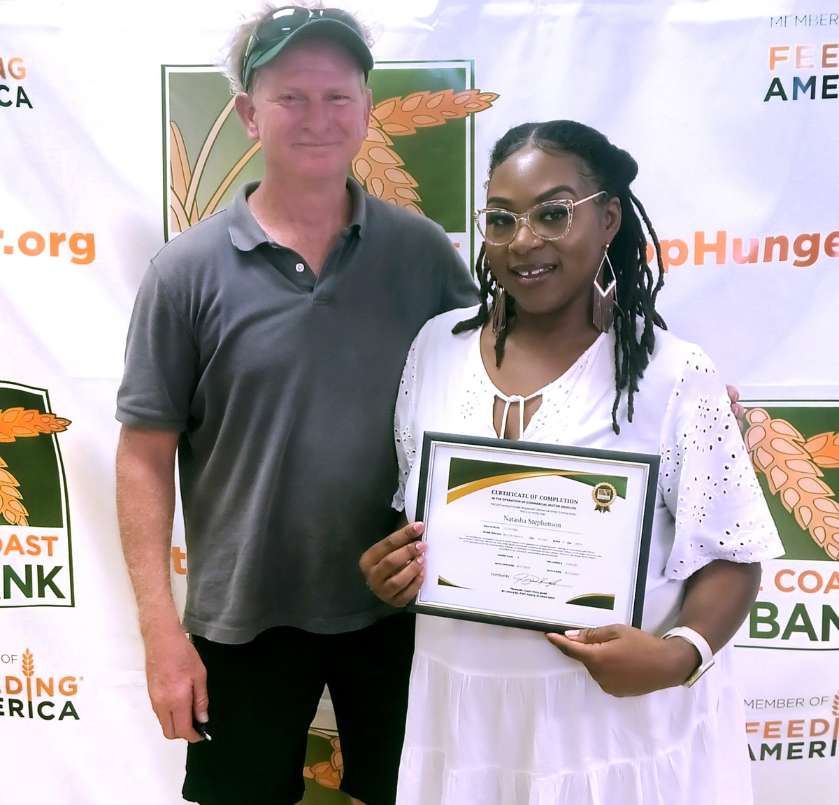 tcfoodbank's tweet photo. Congratulations to Natasha Stephenson (with instructor Jimmy), the most recent graduate of our CDL Job Training Program! We can't wait to see what she will accomplish with her newly acquired skills!  #JobTrainingProgram https://t.co/WpMcT2hH6l
