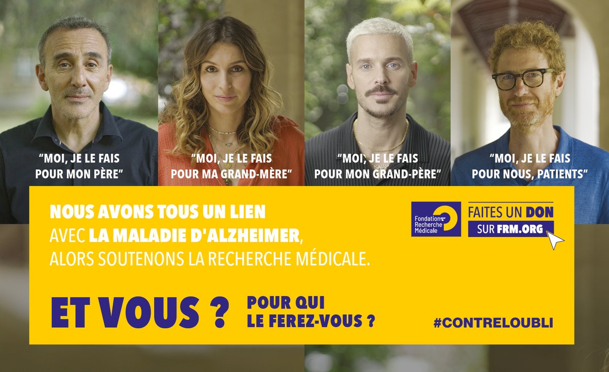 Tout septembre, la FRM lance sa 6e campagne nationale de mobilisation afin de faire avancer plus fortement la recherche médicale française sur la maladie d'#Alzheimer.

Faisons vivre les liens qui nous unissent : patients, familles, chercheurs.

ET VOUS, POUR QUI LE FEREZ-VOUS ?