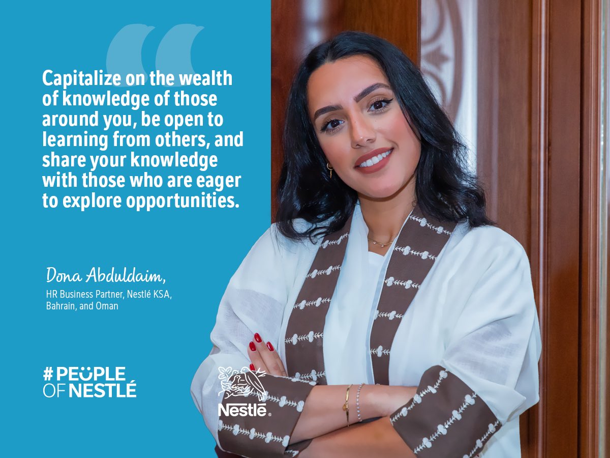 تقول دنا عبدالدائم، شريكة أعمال الموارد البشرية في شركة نستله بالمملكة العربية السعودية والبحرين وعمان، إن ركائز النجاح مبنية على الفضول والعقل المتفتح. كيف تسعى الى النجاح في رحلتك المهنية؟ شارك وجهة نظرك أدناه!💡

#ناس_نستله #PeopleofNestlé  #NestléNeedsYOUth #Youth