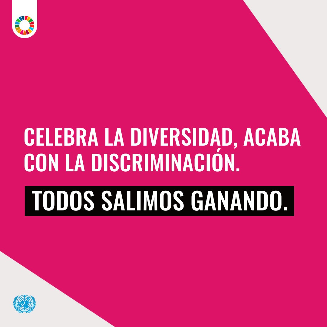 En un mundo donde las diferencias se usan para dividirnos, es esencial que acabemos con la desigualdad y la discriminación. Todos merecemos ser tratados con dignidad y respeto. Los #ObjetivosMundiales buscan que la igualdad sea la norma, no la excepción. un.org/sustainabledev…