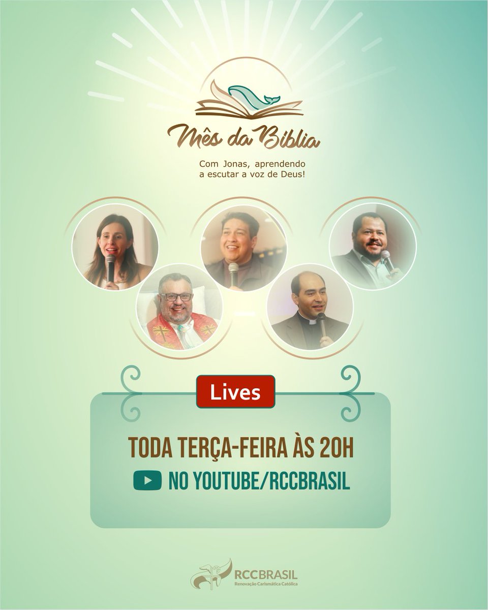 Já estamos em setembro e em cada semana, realizaremos uma live, às terças-feiras, tendo por base o livro de Jonas.
Aprofundaremos no estudo do capítulo da semana pelos convidados que nos auxiliarão na proposta de evangelização dos grupos de orações.
#MesdaBiblia #RCCBRASIL