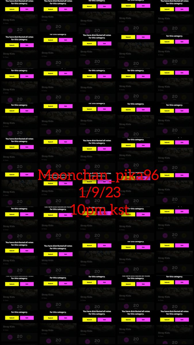 MoonChan_pika96's tweet photo. Lets go STAYS! ANGRY VOTINGG!! LETS US PROVE THAT RIGGED SHOW!
🔥🔥🔥
#HipHopStepstoVMAs #S_Class_BestKpop #S_Class #StrayKids https://t.co/MjZtQf4QOq