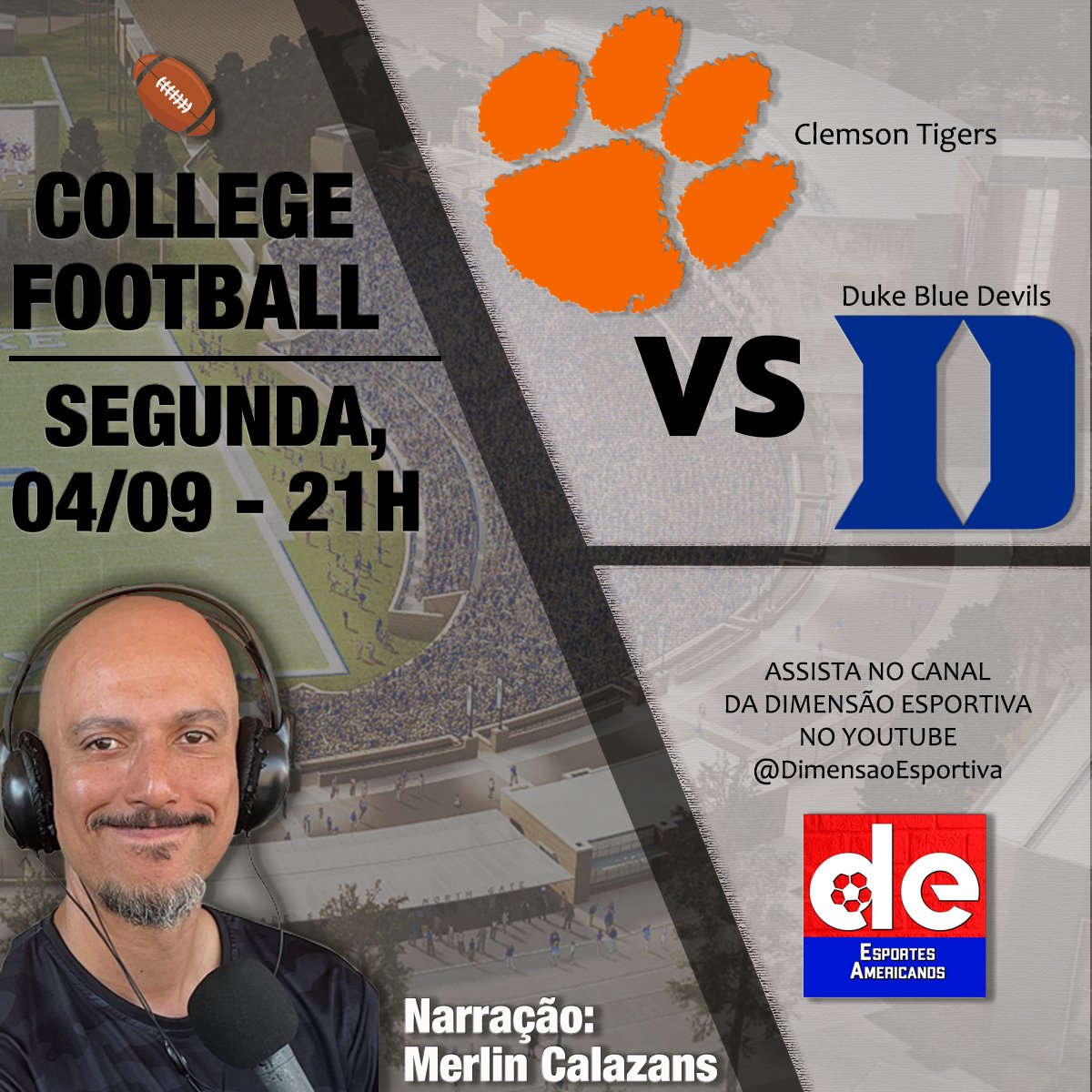 Merlin_Calazans's tweet photo. Próxima Segunda eu narro meu 1° jogo de #CollegeFootball  no YouTube da @dimensao_esp .
Com comentários de @JoaoCMendonca

Acompanhe e siga o canal do @dimensao_esp no YouTube! https://t.co/RTUdj7Pj5y