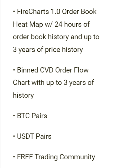 Airupthere7's tweet photo. @MI_Algos @KAProductions @coinsenseiapp You can sugarcoat it all you want but below is the screenshot of what you offer for $100 a month. 

Your input data is the same order book data that other tools use. Feel free to explain why your heat maps and CVD are worth paying the price difference. https://t.co/fh4tYed0Qq