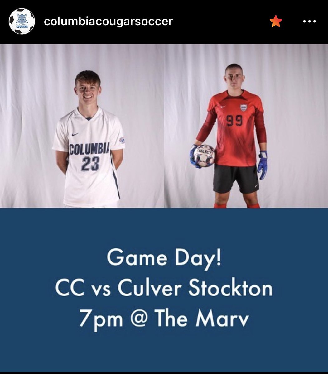 CadenKeeper23's tweet photo. I will be in the net for our first home game of the season in Columbia.  The guy to my right has the best jersey number ever and is a beast on the pitch. Go Cougars! https://t.co/WZuhFcavDN