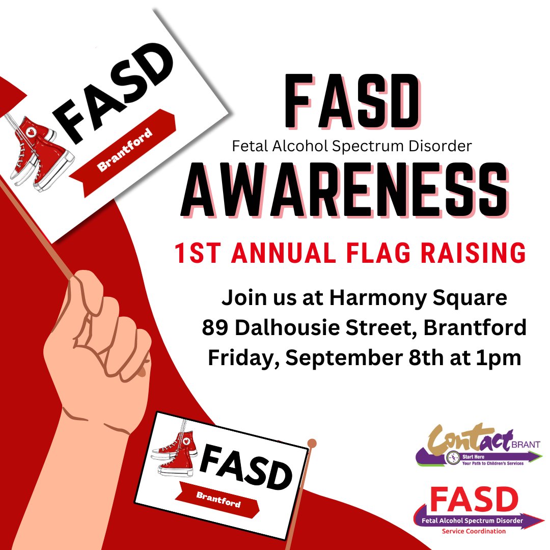 Contact_Brant's tweet image. Join us at Harmony Square on Friday, September 8th at 1 pm for the 1st Annual FASD Awareness Flag Raising!

#FASDMonth2023
#RedShoesRock