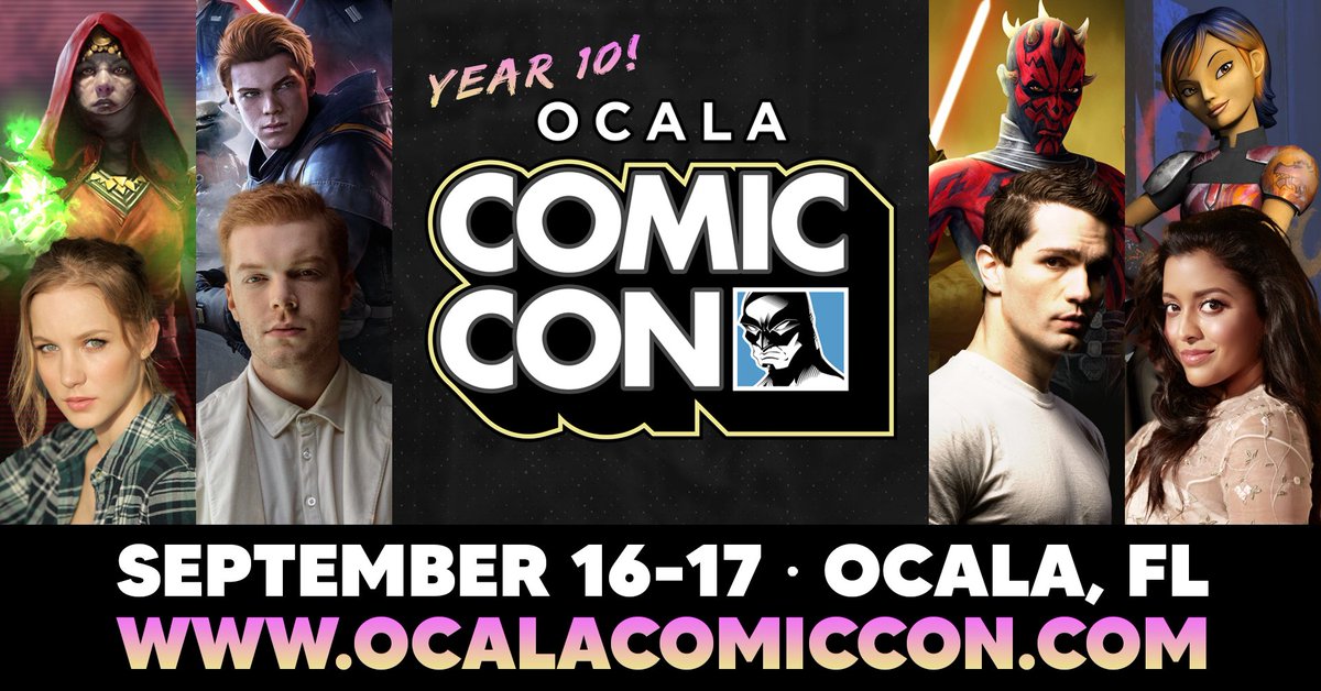 The Ocala Comic Con is just 15 DAYS AWAY! Join us on September 16-17, 2023 in Ocala, FL.

#StarWars fan? Here is your chance to meet Tina Ivlev (Merrin), Cameron Monaghan (Cal Kestis), Sam Witwer (Darth Maul), and Tiya Sircar (Sabine Wren)!

More Info - ocalacomiccon.com