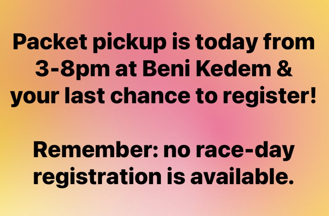 chardistrun's tweet photo. We’re excited to see you at Beni Kedem Temple, 100 Quarrier Street for packet pickup! https://t.co/FuedDoBzdx