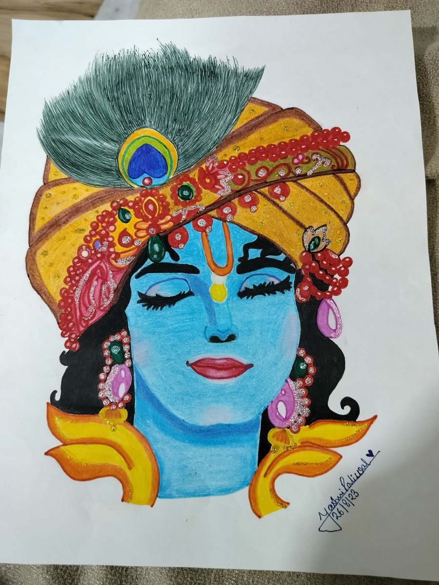 Dr_AnandPaliwal's tweet photo. Whenever my daughter Yashvi is free, she used to draw and colour at its own , but this is fabulous.
#Krishna https://t.co/XgDh9qtZHn