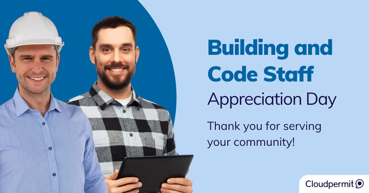 Cloudpermit's tweet image. Join us in applauding building officials, code enforcement officers, and inspectors on Building and Code Staff Appreciation Day. 👷♀️👷♂️
Their dedication ensures our structures are safe and up to code.
#BuildingCodeAppreciation #BuildingCode #BuildingInspectors #LocalGovernment