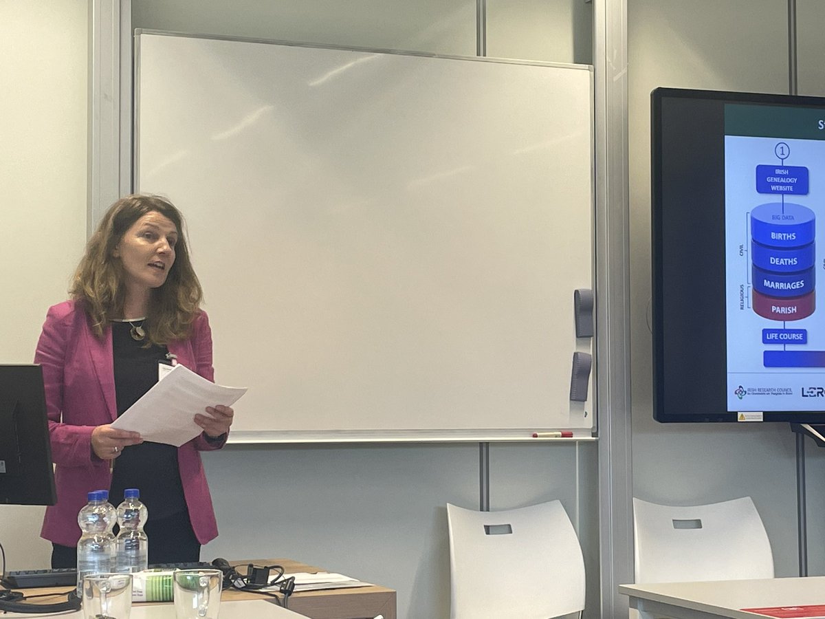 rachelmurphy's tweet photo. Dr Ciara Breathnach @HistoryUL explaining the @IrishResearch council funded Death and Burial Data: Ireland 1864-1922 at #ESHD2023 #LoveIrishResearch https://t.co/GJ56dElVgD