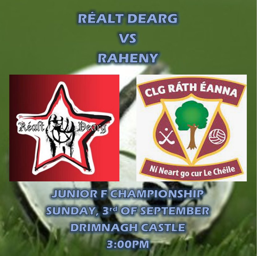 After a good win last day out, Réalt Dearg are out again in championship this Sunday 3rd of September against <a href="/RahenyGAA/">Raheny GAA</a> A win will see the Stars guarantee a quarter final spot so all support welcome! Throw in is at 3:00 pm #RDAbú