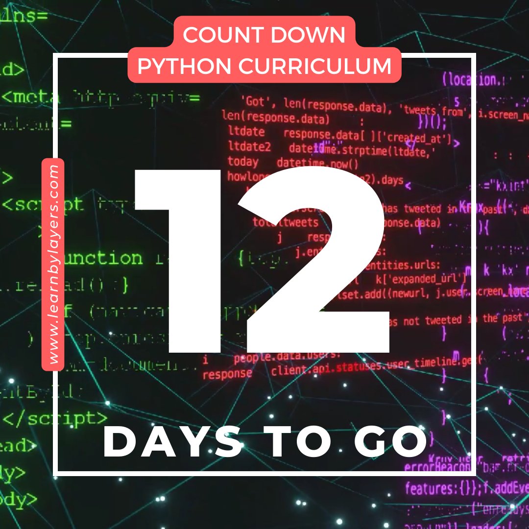 learnbylayers3D's tweet image. 🔟 Only 12 days left until the Python lesson pack by @LearnByLayers drops! 📦 Whether you're aiming to automate tasks, build apps, or explore data science, Python is your key. Get ready to unlock endless possibilities! #PythonLessons #CodingJourney learnbylayers.com/python-program…