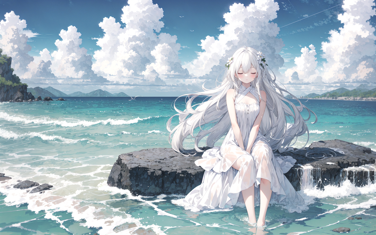 warvilk's tweet photo. 仙卧江滨2
original image：https://t.co/UHcPybAZKh

#原创 #wallpaper #女の子 #女孩子 #白髪 #白发 #少女 #精灵 #elf #天使 #angel #裸足 #赤脚 (1/1) https://t.co/H39bAXSJ7y