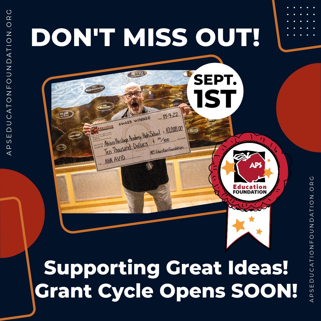 Calling @ABQschools employees! Apply for a grant!
 The deadline Oct. 6 - grants from $500 to $35,000.  Check out what grant fits you
aps.edu/education-foun…
#APSProud  #FundingFriday