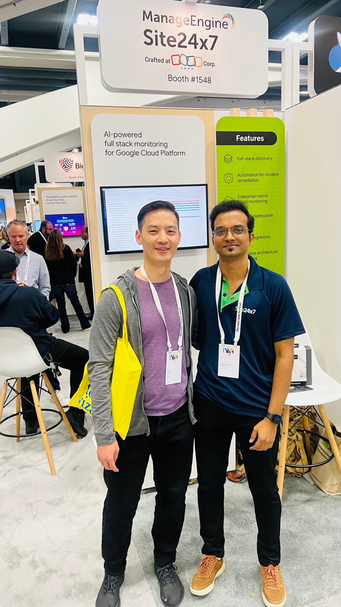 Site24x7's tweet photo. Three days of innovation, insights, and connections at #GoogleCloudNext23! A big thank you to everyone who visited our booth. Let's keep the tech momentum going! https://t.co/NT2Gjx3CP8