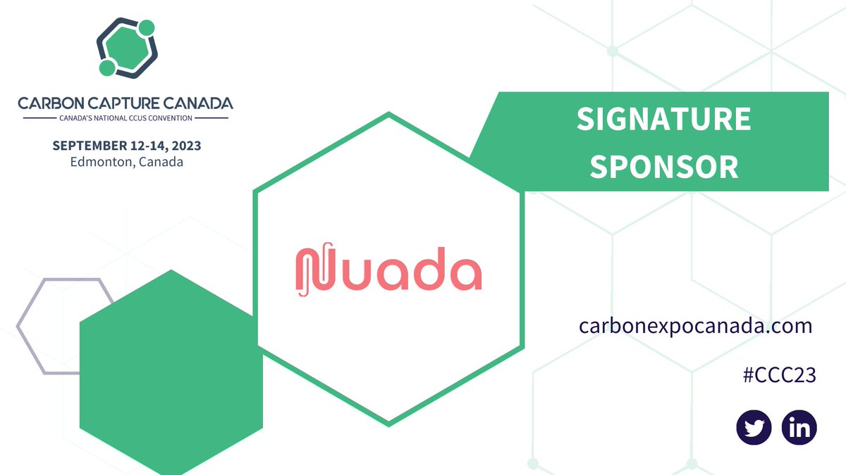 We’re pleased to welcome @nuadaCO2 as a Signature Sponsor at #CarbonCaptureCanada! Explore how to rapidly accelerate the deployment and commercialization of carbon-removal technologies! carbonexpocanada.com/register/ #CCS #CCUS