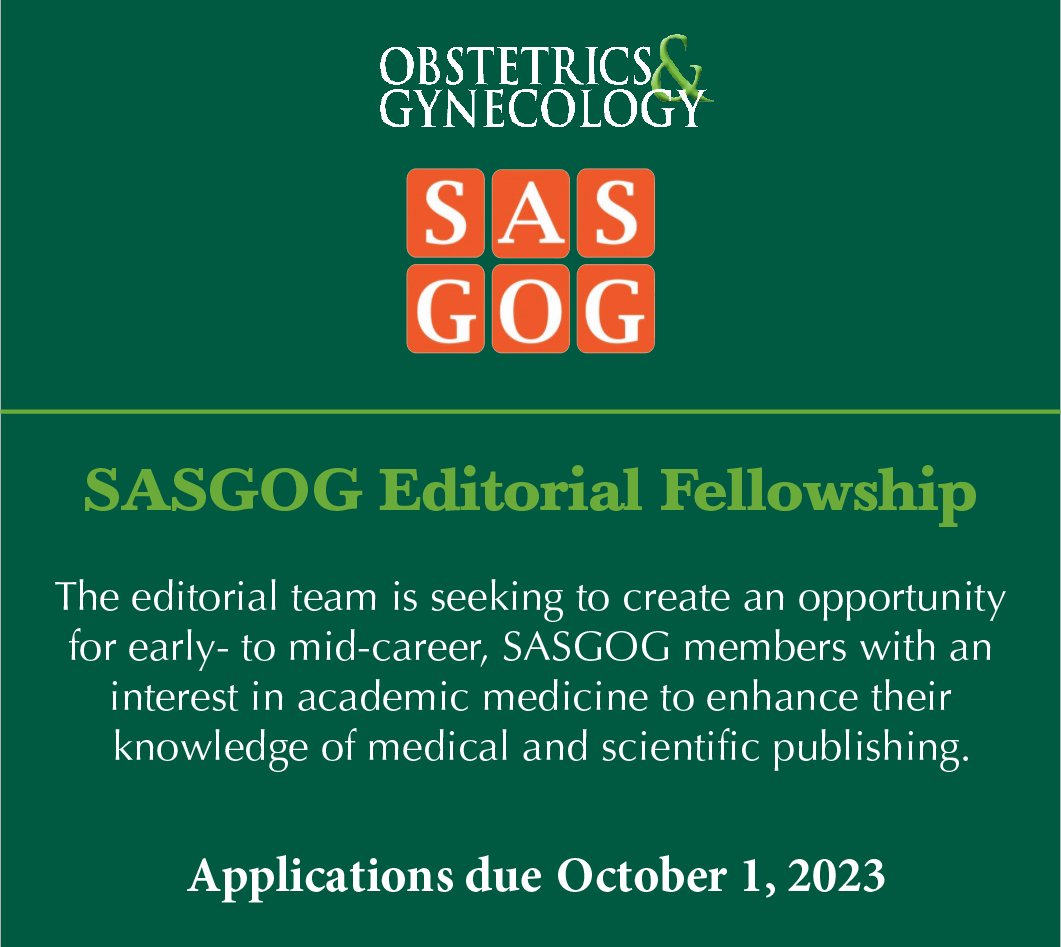 greenjrnl's tweet photo. ACOG is accepting applications for the position of SASGOG Editorial Fellow, Obstetrics & Gynecology. Learn more at https://t.co/5E9RTisgu7 #obgyn #greenjournal #SASGOG @SASGOG https://t.co/BJPPymXKAY