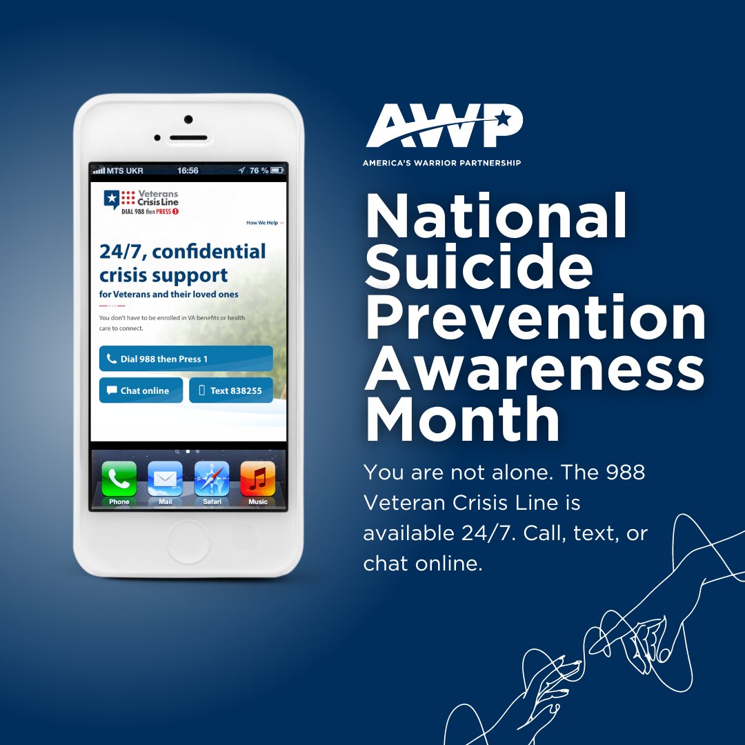 September is National Suicide Prevention Awareness Month. No one should suffer in silence. If you or someone you know is struggling, please reach out to the Veteran Crisis line at 988 and press 1. #NationalSuicidePreventionAwarenessMonth #EndVeteranSuicide