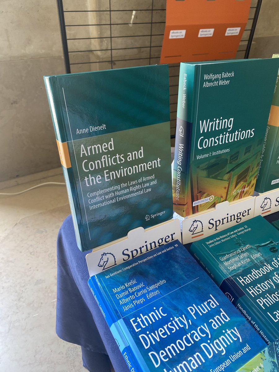 Always great to attend conferences like #ESIL2023 and to see your very own book (on #armedconflicts and the #environment with @SpringerLaw). 

Tragically the topic has not lost its relevance since the last year‘s #Russian invasion into #Ukraine

#intlaw #ihl #humanrights #perac