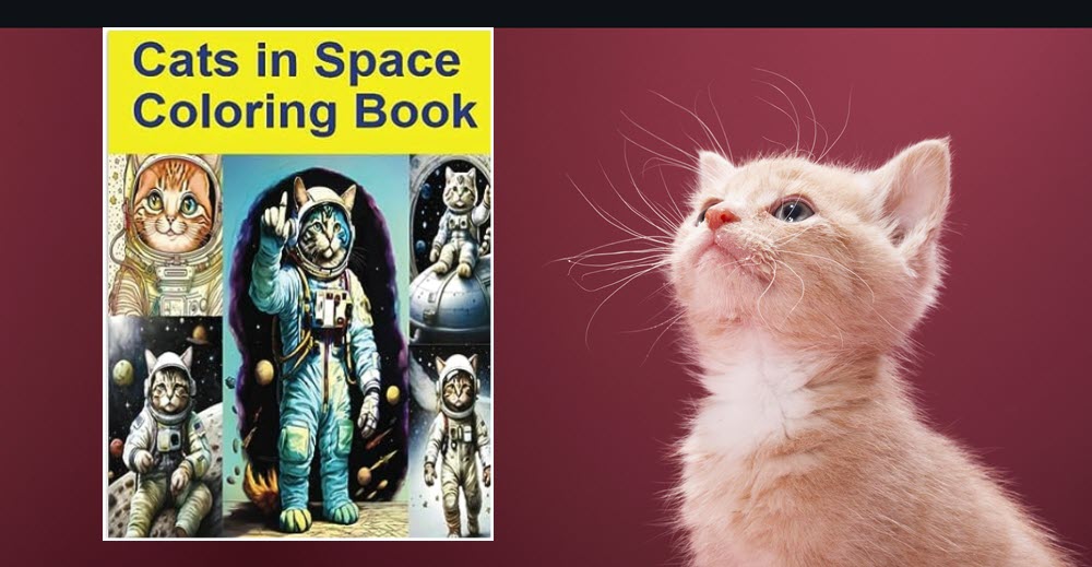 BackyardBooks's tweet photo. #coloringbook #adult #humorous #cats #scifi #relaxing  We bring you the enchanting tale of
cats venturing the cosmos, showcasing their intrepid cosmic spirit and curiosity. YOU bring your coloring pencils and get ready to unleash your inner artist.  https://t.co/Oc3HkHd5MI https://t.co/vdbD8eOedB