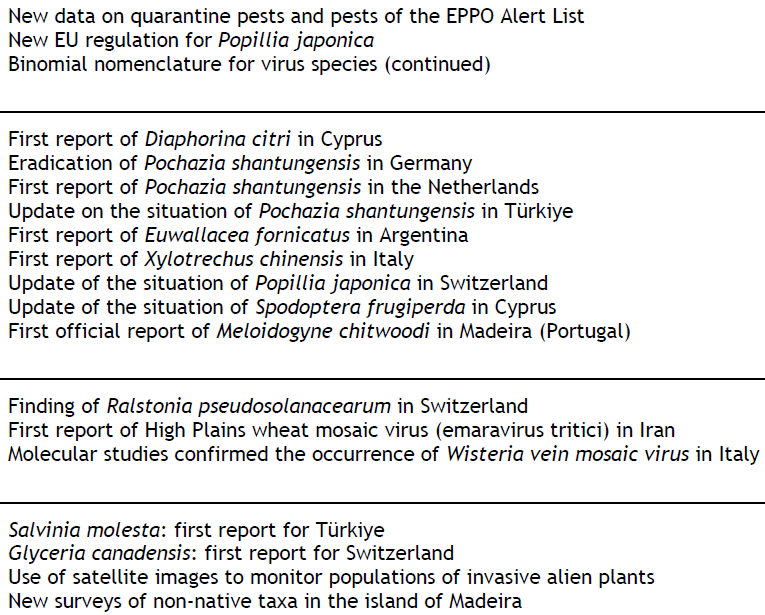 EPPOnews's tweet image. The new issue of the monthly EPPO Reporting Service on emerging plant pests and invasive plants is available gd.eppo.int/reporting/Rse-…

#planthealth