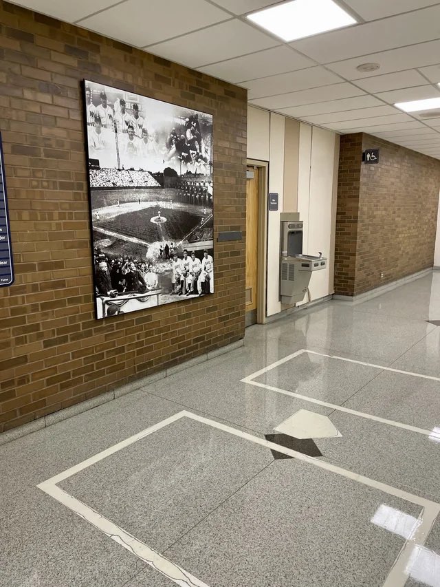 nut_history's tweet photo. A hospital now sits on the site of old Griffith Stadium in DC (home of the Senators and Homestead Grays). They’ve installed a cool little memorial to where home plate used to be inside on the first floor https://t.co/hLuT0uYKQH