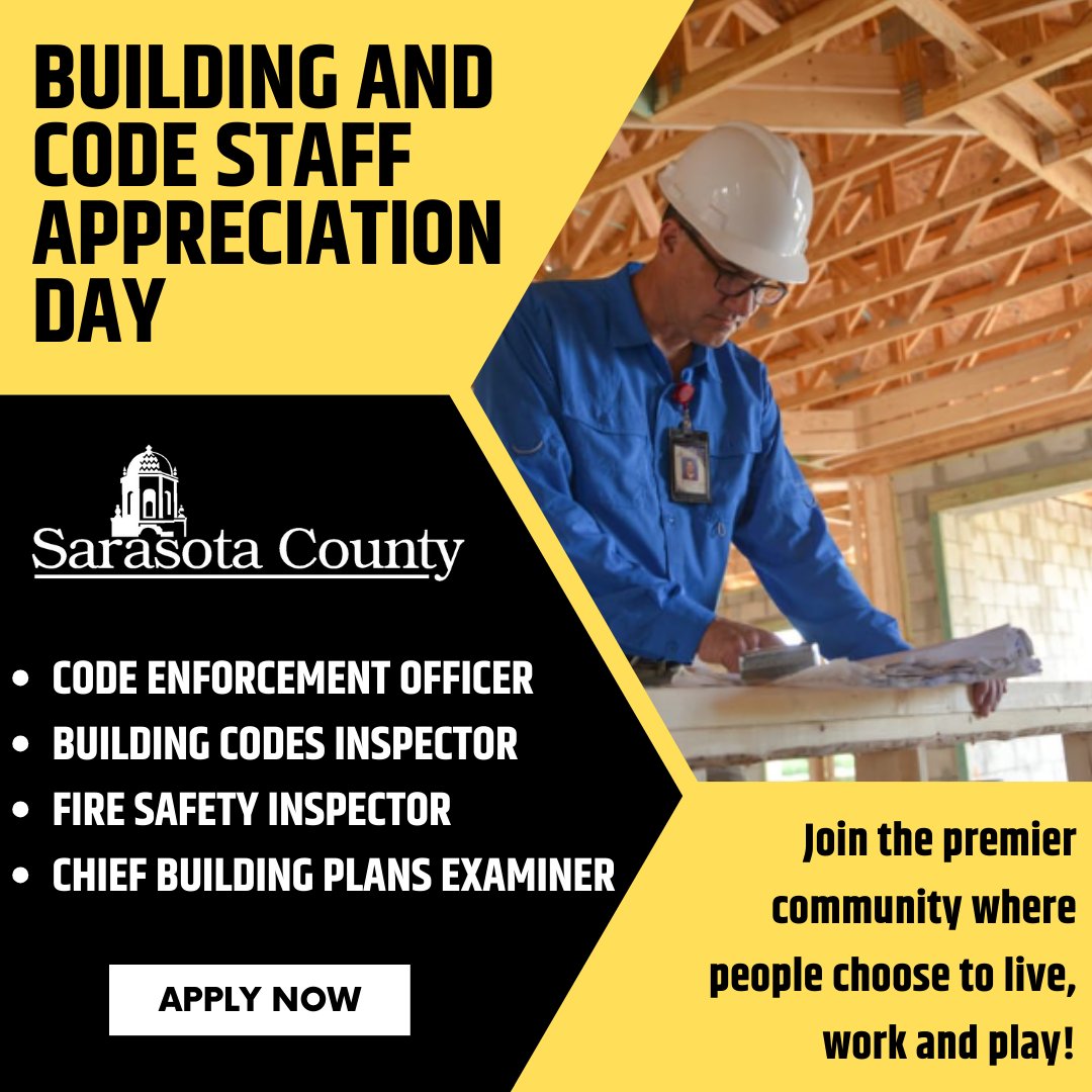 Building and Code Staff Appreciation Day is celebrated every year on September 1. Thank you to our talented team! Interested in a role in this field? Check out our openings! #srqjobs #sarasota loom.ly/Q1G3mlk