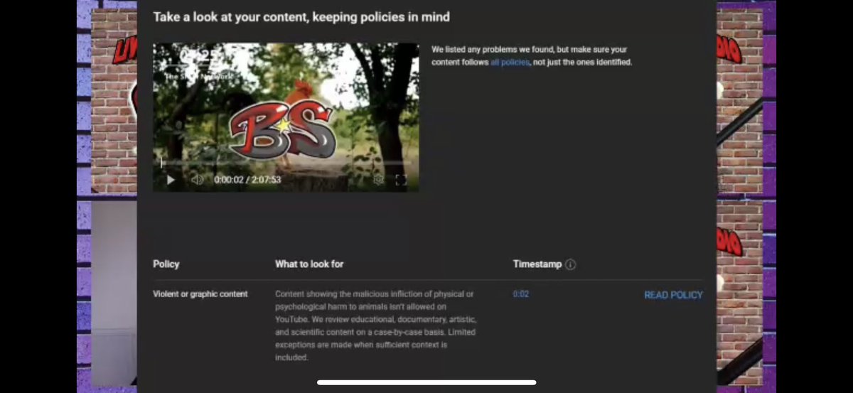 Hey <a href="/YouTube/">YouTube</a> how is this violent or graphic content? A picture of a chicken with the shows logo in front of it?!?