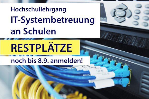 Restplätze nur noch bis 8.9.2023!
für den Hochschullehrgang "IT-Systembetreuung an Schulen" 2023-25 #phnoe #network #server #infrastructure #MIEExpert @microsoftAT <a href="/Cisco_Austria/">Cisco_Austria</a> <a href="/MicrosoftEDU/">Microsoft Education</a>
ph-noe.ac.at/de/weiterbildu…