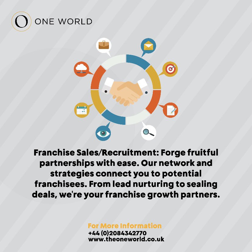 TheOneWorldUK's tweet photo. 💼 Expand with Excellence.

📲 Call us for a consultation on - 02084342770

#theoneworld #businessexpansion #businessgrowth #franchise #relocation #growth #franchisebhsiness #consultation https://t.co/5WVujFXLnW