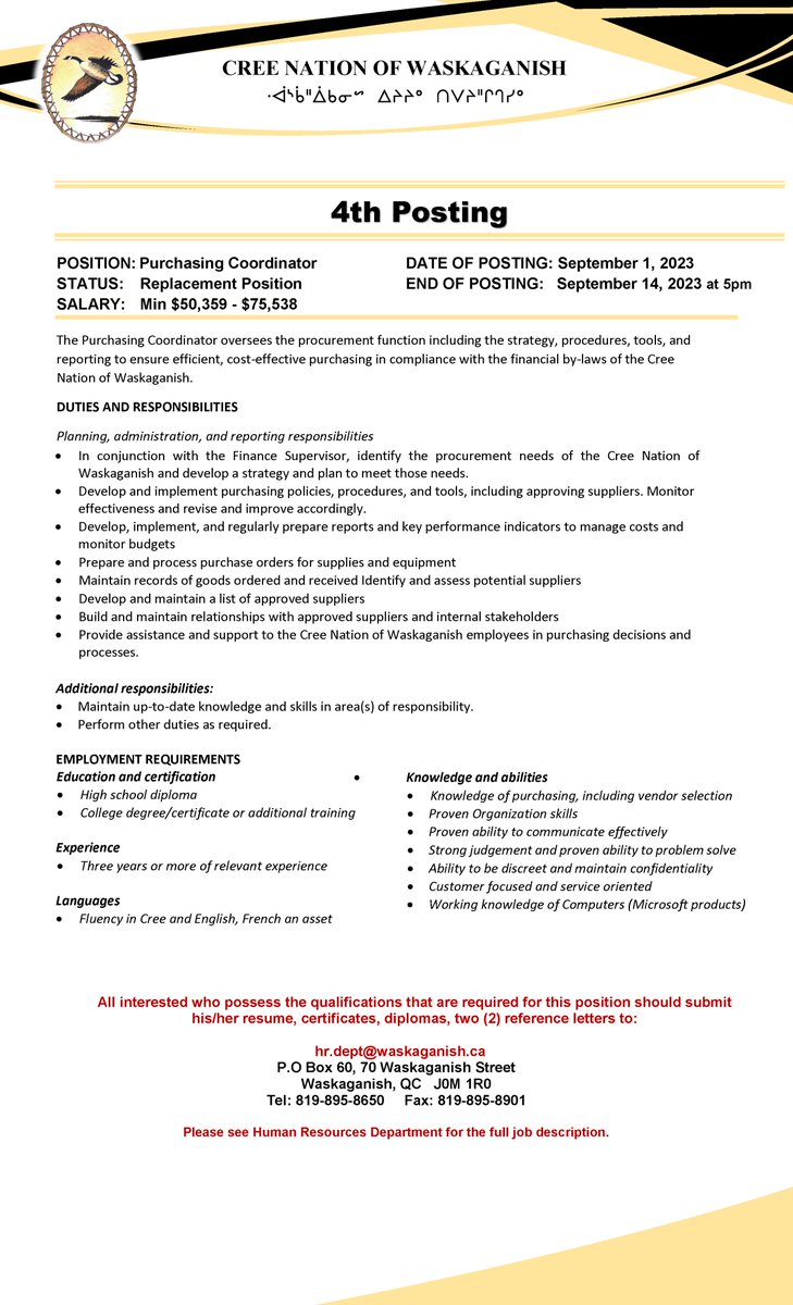 cree_nation's tweet photo. new job opportunities at our organization :) https://t.co/wtwdQpO6g8