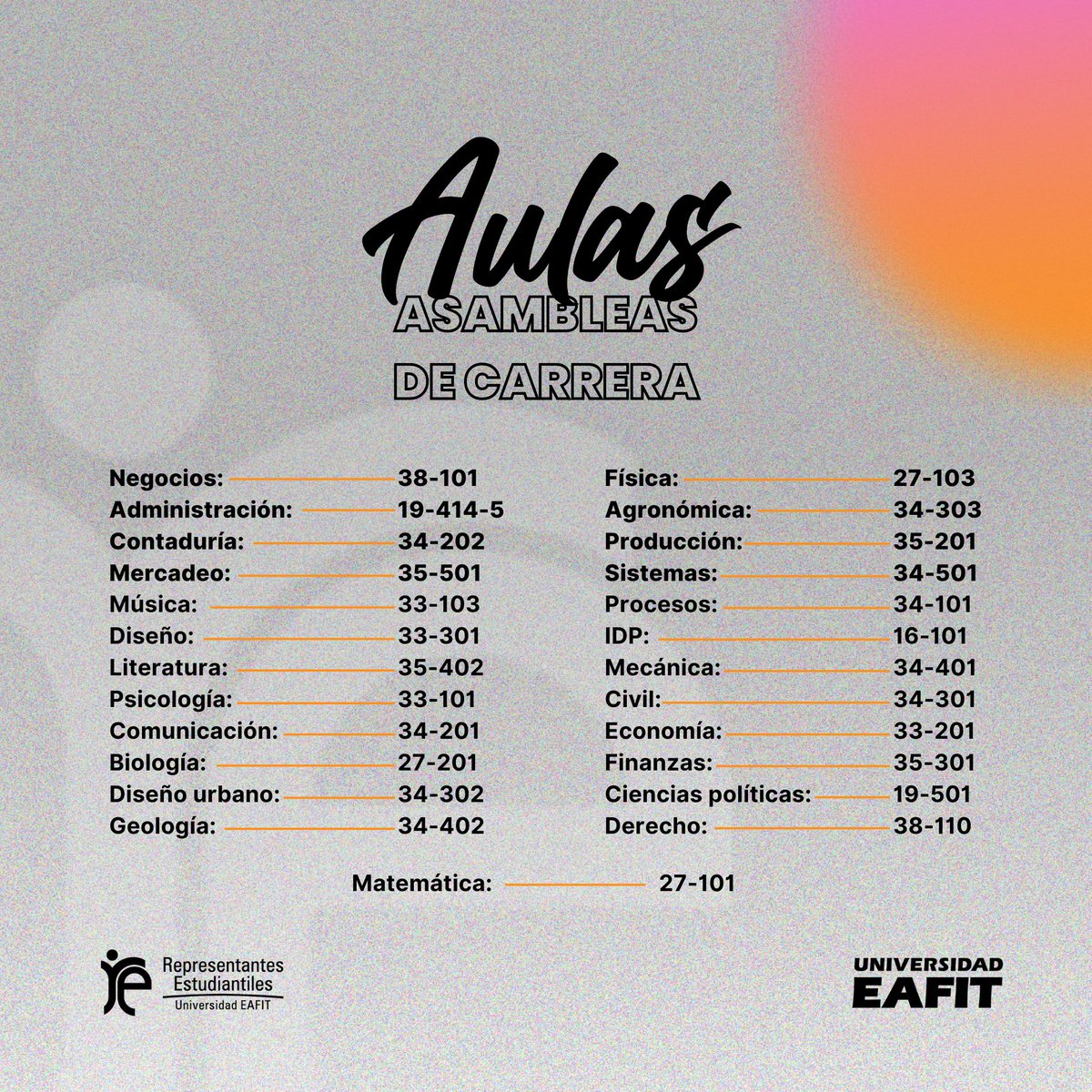 ¡Llegan las Asambleas de Carrera 2023-2! 💭🚀

📆Prográmate este jueves 7 de septiembre y súmate a estos espacios para escuchar y compartir tus propuestas e inquietudes y así contribuir a la transformación de nuestra Universidad. 

📌Recuerda que con el propósito de garantizar la