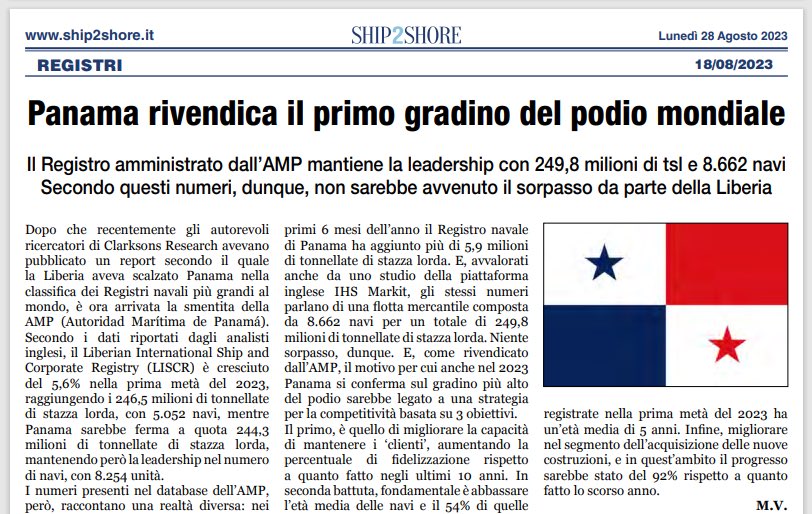 Panamá sigue siendo líder en abanderamiento de naves con 8,254 buques que enarbolan el pabellón nacional. 

A través de una estrategia de innovación y cumplimiento de estándares internacionales, impulsamos la captación de naves de nueva construcción.
🇵🇦
#Panamá <a href="/AMP_Panama/">Autoridad Marítima de Panamá</a>