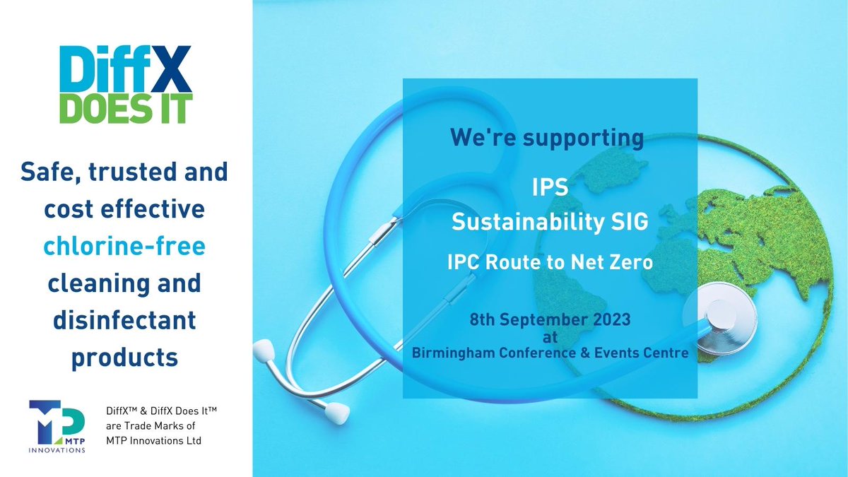 Find out how we can help you reduce infections and keep healthcare environments clean #sustainably, with our powerful chlorine-free cleaning and disinfection system.

We’re at #IPSNetZero today, come and say hi!

#IPC #InfectionPrevention #IPSEvents #diffxdoesit #IPCNetZero