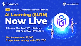 Invest in AI Learning ($LRN) on Coinstore Startup and shape the future of education.  Complete KYC2 for a $2,500 USDT cap. Your cap grows by $100 USDT for every $300 USDT spot trading. Don't miss this opportunity! #LRN #Launchpad #Coinstore <a href="/GlobalMentor_E/">Global Mentor AI Metaverse</a> <a href="/CoinstoreExc/">Coinstore</a>