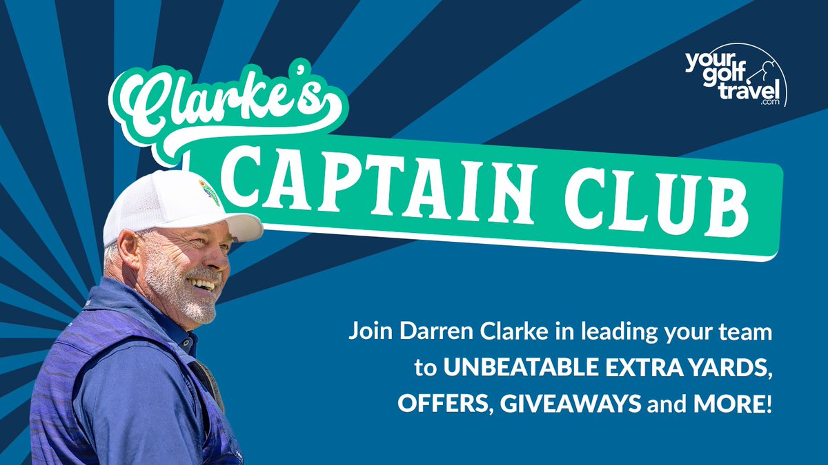 DarrenClarke60's tweet photo. Delighted to help launch this amazing promotion with @yourgolftravel! Booking a golf holiday with your pals this year? With my Captain’s Club, you can save big in September and lead your mates to an unforgettable trip. See what you could save at https://t.co/D4ZmFilktO https://t.co/m0An5z2e9K