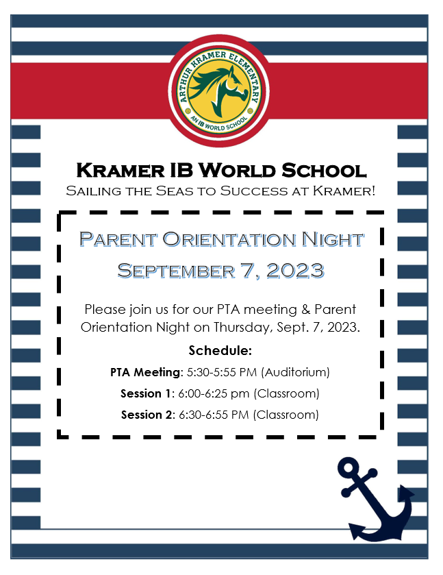 KramerDISD's tweet photo. Join us next Thursday, Sept 7 at 5:30 for a PTA Meeting and then 6-7PM for our annual Parent Orientation! Check Remind for more details from your child's teachers. @kramerpta @TemesghenAsmer3 @dallasisdparent https://t.co/2xhMMaoON5