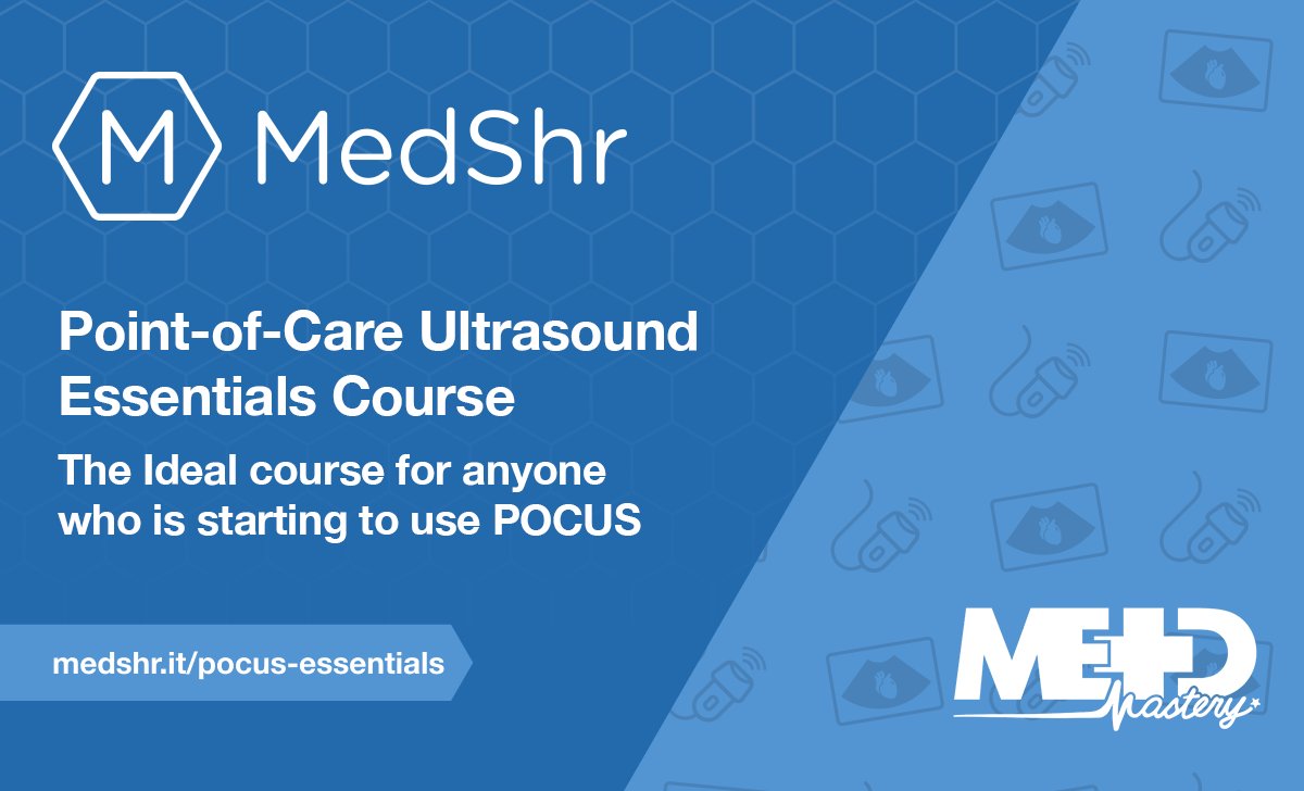 medshronline's tweet image. New on MedShr Learning, the Point-of-Care Ultrasound Essentials course from @Medmastery. Learn how to use point-of-care ultrasound (POCUS) to diagnose the most important problems seen in the acute care setting. Accompanied by a downloadable handbook. medshr.it/pocus
