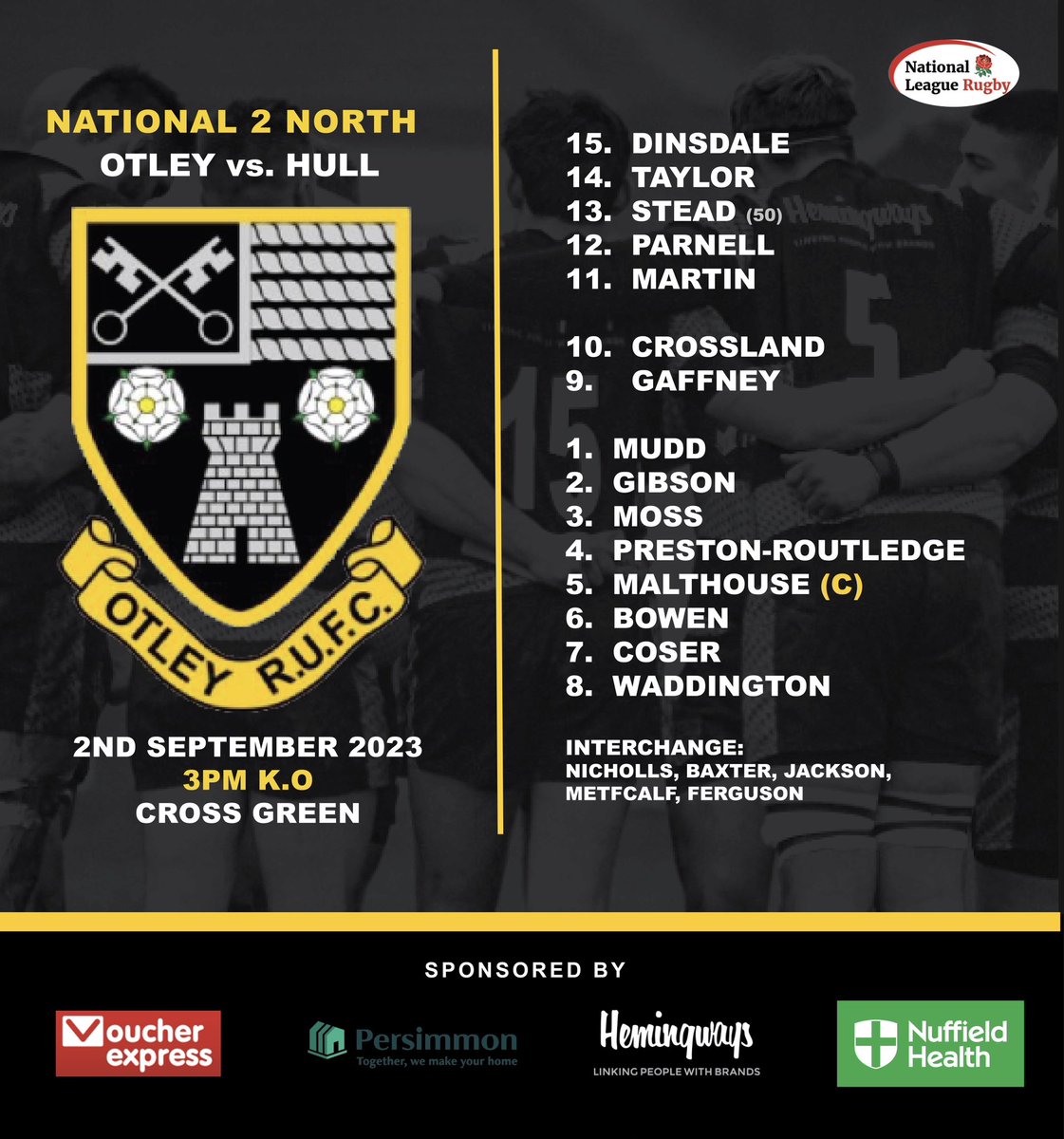 OTLEY vs HULL 🏉 We kickstart our 23/24 season tomorrow and welcome our friends from @hullrugbyunion KO 3pm @ Cross Green ⚪⚫#COYO #Beavers⚫⚪ #OtleyRugbyClub #OtleyRUFC #Nat2n #YorkshireRugby #Otley #Rugby #RugbyClub #RugbyUnion #YorkshireRugbyUnion #NationalLeagueRugby