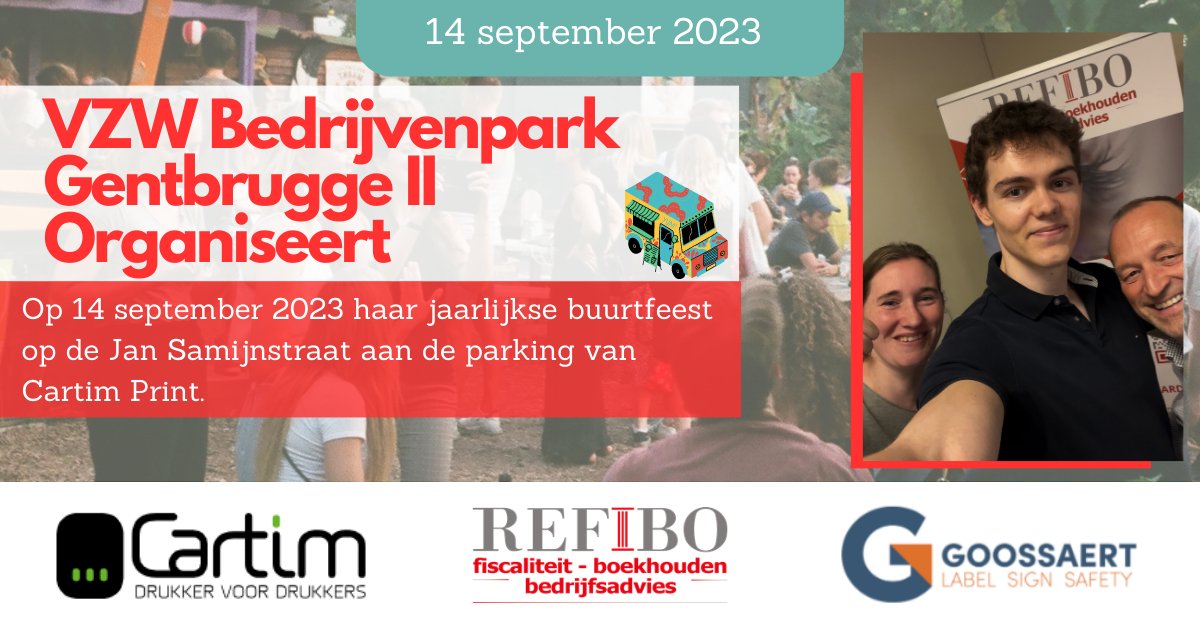 Refibo_bv's tweet photo. Het aftellen is officieel begonnen ⏳ Op 14 september 2023 organiseert Bedrijvenpark Gentbrugge II haar jaarlijkse buurtfeest!

Het recept achter dit jaarlijks succes is onveranderd gebleven. https://t.co/YbZQOjn3yr