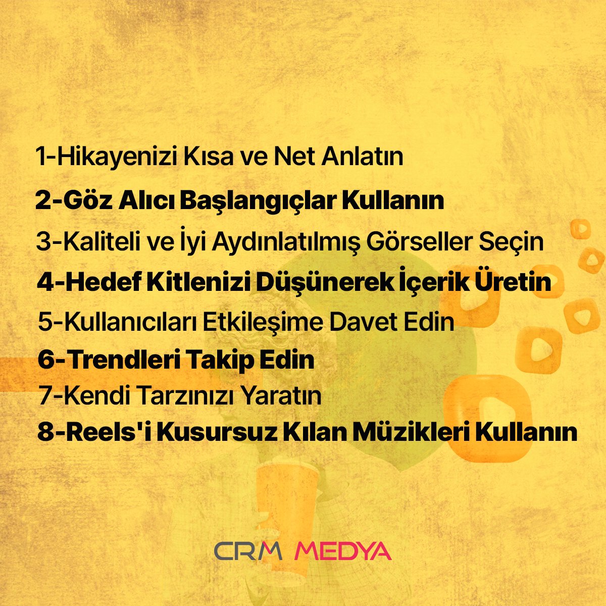 🎥 Etkili Reels Nasıl Oluşturulmalı? 🌟

Hikayenizi Kısa ve Net Anlatın ✍️
Göz Alıcı Başlangıçlar Kullanın 💥
Kaliteli ve İyi Aydınlatılmış Görseller Seçin 🌄
Hedef Kitlenizi Düşünerek İçerik Üretin 🎯
Kullanıcıları Etkileşime Davet Edin 💬
Trendleri Takip Edin ve Kendi Tarzınızı