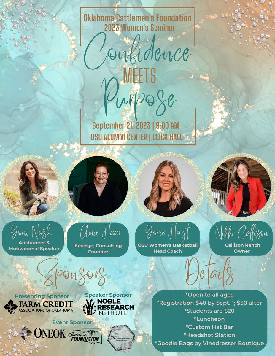 Oklahoma Cattlemen's (@okcattlemen) on Twitter photo Calling all cattlewomen! Join us for a day of empowerment, education, and inspiration.
📅: Sept. 21
📍: <a href="/okstate/">Oklahoma State Univ.</a> Alumni Center
⏰: 9:00 am
Register today to secure your spot: bit.ly/3QYWJSN Calling all cattlewomen! Join us for a day of empowerment, education, and inspiration.
📅: Sept. 21
📍: <a href="/okstate/">Oklahoma State Univ.</a> Alumni Center
⏰: 9:00 am
Register today to secure your spot: bit.ly/3QYWJSN
