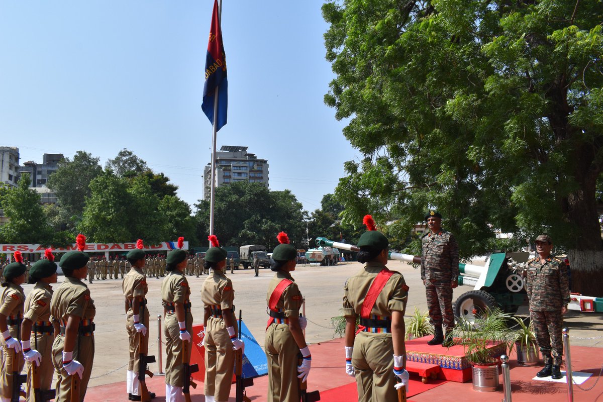 NCC_Dte_Gujarat's tweet photo. #NCCGUJARAT 
Maj Gen Ramesh Shanmugam G, ADG, NCC Dte Guj vis NCC Gp HQ A'bad. During the vis, ADG also addressed all Offr's ANOs, PI, Civ Staffs &amp; expected highest stds of moral ethics, professionalism &amp; discp.
@DefencePRO_Guj
@HQ_DG_NCC
@irushikeshpatel 
@CMOGuj
@GovernorofGuj https://t.co/FfwJANSozq