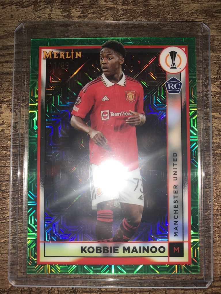 <a href="/jcutlersburner/">JayCutlersBurner</a> Kobbie Mainoo Merlin /99 RC - $60

An /350 sold for $15 and /250 sold for $20

*shipping info in pinned tweet